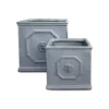 KANTE 12.5" and 10.2"H Square Antique Gray Lightweight Classic English Style Lion Head Planter (Set of 2) Outdoor/Indoor