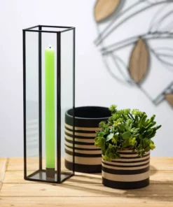 SULLIVANS Black and Brown Striped Ceramic Planter (Set of 2) -Outdoor Plant Life black and brown striped sullivans plant pots pr2715 4f 1000