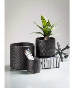 SULLIVANS Black Ceramic Pot -Set of 3 -Outdoor Plant Life black sullivans plant pots cm2939 c3 1000