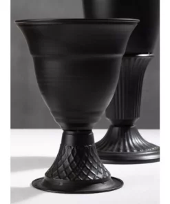 SULLIVANS Metal Black Urns (Set of 2) -Outdoor Plant Life black sullivans urn planters met1687 1f 1000