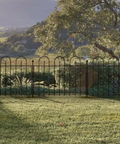 Vigoro Westbrook 36 in. x 48 in. Black Steel Fence Panel (4-Pack) -Outdoor Plant Life black vigoro garden fencing 860329 4pk 1f 1000