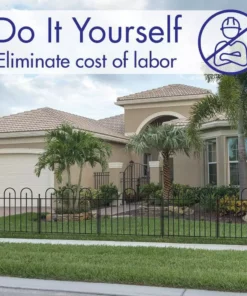 Vigoro Westbrook 36 in. x 48 in. Black Steel Fence Panel (4-Pack) -Outdoor Plant Life black vigoro garden fencing 860329 4pk 44 1000