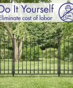 Vigoro Beaumont 40.4 in. H x 49.6 in. W Black Steel 3-Rail Fence Panel (4-Pack) -Outdoor Plant Life black vigoro garden fencing 860336 4pk 31 1000