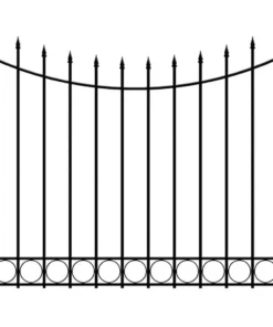 Vigoro Beaumont 40.4 in. H x 49.6 in. W Black Steel 3-Rail Fence Panel (4-Pack)