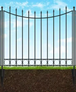 Vigoro Beaumont 40.4 in. H x 49.6 in. W Black Steel 3-Rail Fence Panel -Outdoor Plant Life black vigoro garden fencing 860336 c3 1000