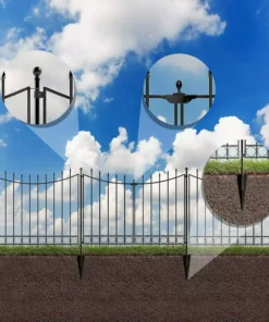 Vigoro Beaumont No Dig 40.4 in. H x 53.7 in. W Black Steel Decorative Fence Gate -Outdoor Plant Life black vigoro garden fencing 860343 1f 1000