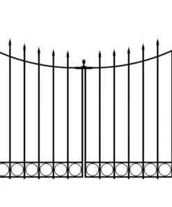 Vigoro Beaumont No Dig 40.4 in. H x 53.7 in. W Black Steel Decorative Fence Gate