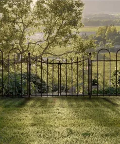 Vigoro Empire/Westbrook 28 in. Black Steel Decorative Fence Gate 20 Vigoro Empire/Westbrook 28 in. Black Steel Decorative Fence Gate -Outdoor Plant Life black vigoro garden fencing 860350 1f 1000