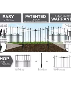 Vigoro Empire/Westbrook 28 in. Black Steel Decorative Fence Gate 16 Vigoro Empire/Westbrook 28 in. Black Steel Decorative Fence Gate -Outdoor Plant Life black vigoro garden fencing 860350 66 1000