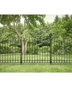 Vigoro Beaumont 53.3 in. x 3 in. x 3 in. Black Steel Fence Post and Stake -Outdoor Plant Life black vigoro garden fencing 860367 4f 1000