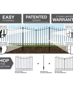Vigoro Beaumont 53.3 in. x 3 in. x 3 in. Black Steel Fence Post and Stake (5-Pack) -Outdoor Plant Life black vigoro garden fencing 860367 5pk 1f 1000