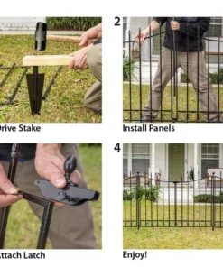 Vigoro Beaumont 53.3 in. x 3 in. x 3 in. Black Steel Fence Post and Stake -Outdoor Plant Life black vigoro garden fencing 860367 fa 1000