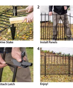 Vigoro Empire 30 in. x 36 in. Black Steel Fence Panel -Outdoor Plant Life black vigoro garden fencing 860374 31 1000