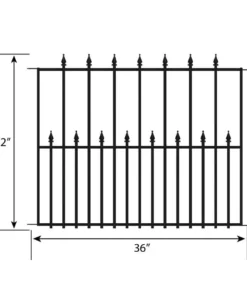 Vigoro Empire 30 in. x 36 in. Black Steel 3-Rail Fence Panel (4-Pack) -Outdoor Plant Life black vigoro garden fencing 860374 4pk 40 1000