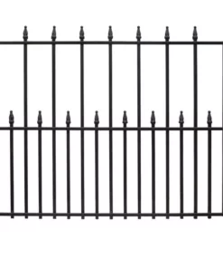 Vigoro Empire 30 in. x 36 in. Black Steel 3-Rail Fence Panel (4-Pack)
