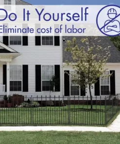 Vigoro Empire 30 in. x 36 in. Black Steel 3-Rail Fence Panel (4-Pack) -Outdoor Plant Life black vigoro garden fencing 860374 4pk fa 1000