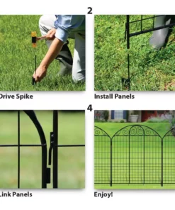 Vigoro Rockdale 43.8 in. Black Steel Fence Panel (6-Pack) 19 Vigoro Rockdale 43.8 in. Black Steel Fence Panel (6-Pack) -Outdoor Plant Life black vigoro garden fencing 860404 6pk 77 1000