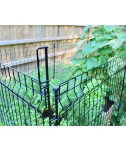 Vigoro 49 in. H Steel No Dig Garden Fence Multi-Purpose Latch (2-Pack) -Outdoor Plant Life black vigoro garden fencing 860435 2pk 1f 1000