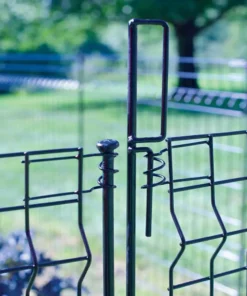 Vigoro 49 in. H Steel No Dig Garden Fence Multi-Purpose Latch (2-Pack) -Outdoor Plant Life black vigoro garden fencing 860435 2pk 31 1000
