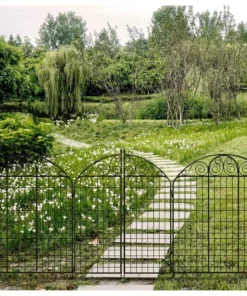 Vigoro Rockdale 41.9 in. Black Steel Fence Gate 20 Vigoro Rockdale 41.9 in. Black Steel Fence Gate -Outdoor Plant Life black vigoro garden fencing 860442 1f 1000