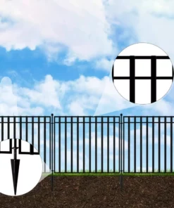 Vigoro 37.2 in. H x 55.7 in. W Steel 3-Rail Garden Fence Gate 19 Vigoro 37.2 in. H x 55.7 in. W Steel 3-Rail Garden Fence Gate -Outdoor Plant Life black vigoro garden fencing 860718 1d 1000