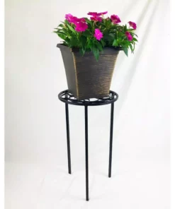 Vigoro 12 in. x 21 in. Black Metal Indoor Round Plant Stand -Outdoor Plant Life black vigoro plant stands 51160 1f 1000