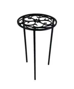 Vigoro 12 in. x 21 in. Black Metal Indoor Round Plant Stand