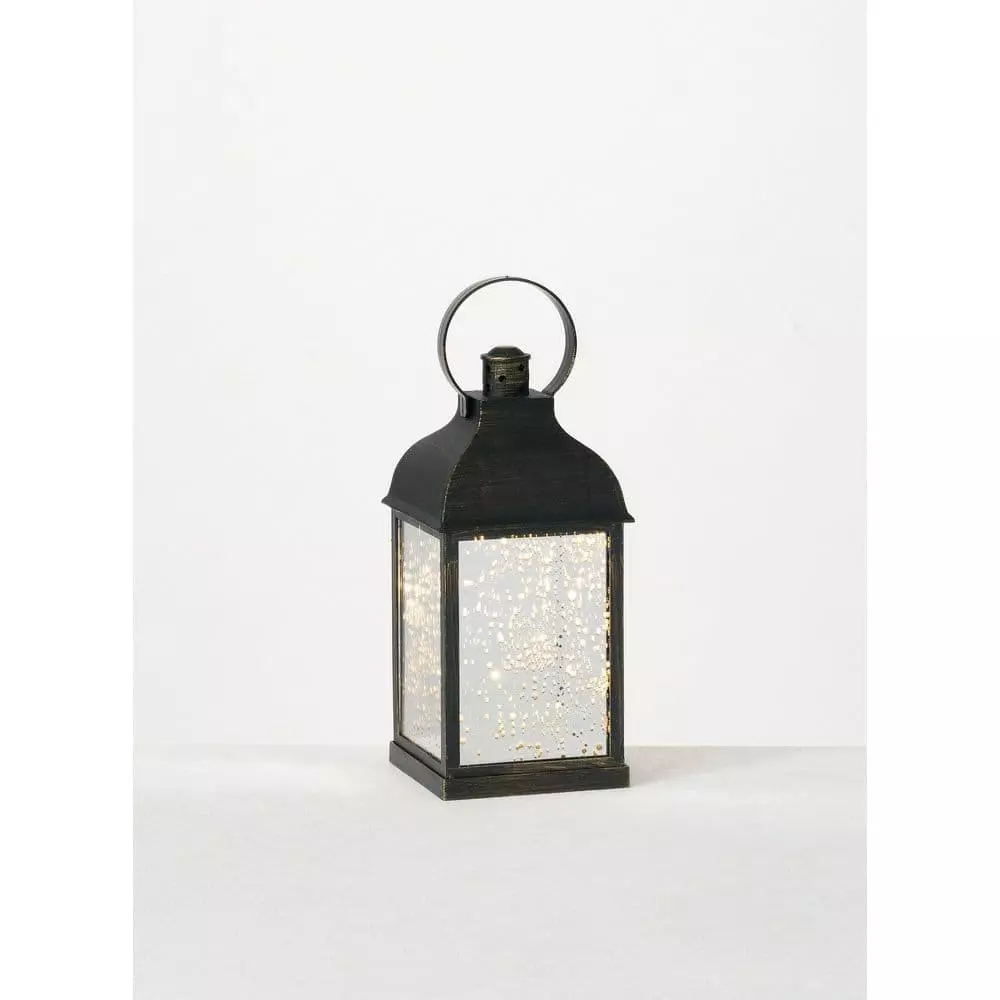 SULLIVANS 10.5 in. Black Speckled Lantern with LED Pillar Candle 3 SULLIVANS 10.5 in. Black Speckled Lantern with LED Pillar Candle