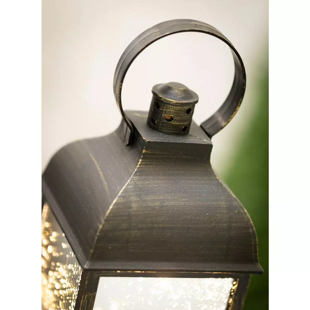 SULLIVANS 10.5 in. Black Speckled Lantern with LED Pillar Candle 4 SULLIVANS 10.5 in. Black Speckled Lantern with LED Pillar Candle - Image 2