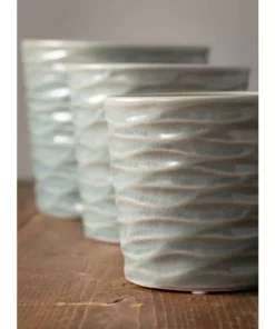 SULLIVANS Blue Ceramic Planter (Set of 3) -Outdoor Plant Life blue sullivans plant pots cm2948 4f 1000