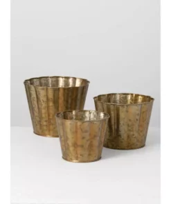 SULLIVANS Brown Metal Flower Pots (Set of 3) 7 SULLIVANS Brown Metal Flower Pots (Set of 3) -Outdoor Plant Life brown sullivans plant pots met1578 4f 1000
