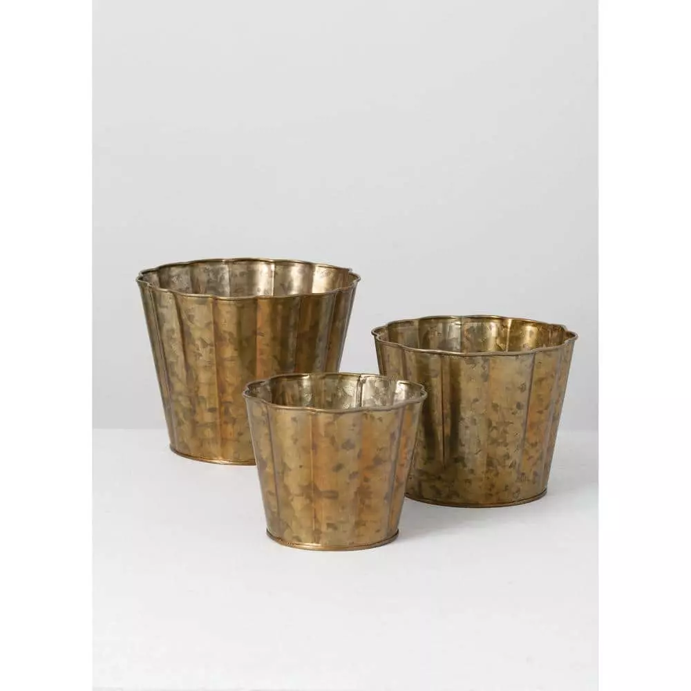 SULLIVANS Brown Metal Flower Pots (Set of 3) 5 SULLIVANS Brown Metal Flower Pots (Set of 3) - Image 3