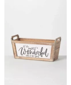 SULLIVANS Brown "Wonderful" Wooden Planter