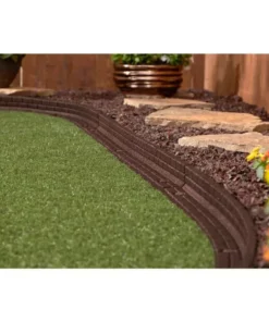 Vigoro 4 ft. Brown No-Dig Rubber Landscape Edging (6-Pack) -Outdoor Plant Life brown vigoro rubber edging dcbfe4bn6 fa 1000