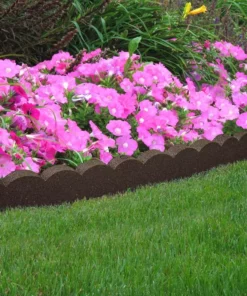 Vigoro 47 in. x 2 in. x 4 in. Brown Scalloped Rubber Garden Edging -Outdoor Plant Life brown vigoro rubber edging mt5001678 31 1000