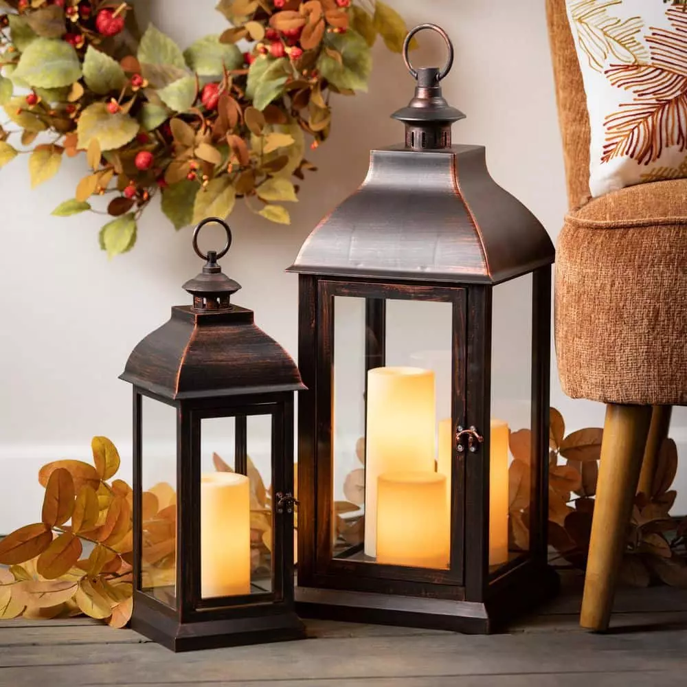 SULLIVANS 25 in. Lantern with 3 LED Pillar Candles 5 SULLIVANS 25 in. Lantern with 3 LED Pillar Candles - Image 3