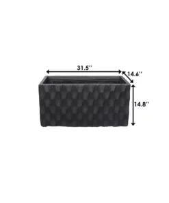 KANTE 31.5 in. L Rectangular Burnished Black Concrete/Fiberglass Indoor Outdoor Elegant Retro Planter -Outdoor Plant Life burnished black kante plant pots osf0203b c70221 44 1000