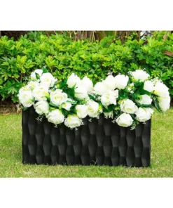 KANTE 31.5 in. L Rectangular Burnished Black Concrete/Fiberglass Indoor Outdoor Elegant Retro Planter -Outdoor Plant Life burnished black kante plant pots osf0203b c70221 c3 1000