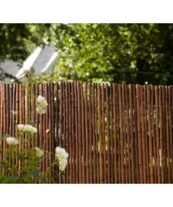 Vigoro 6 ft. x 8 ft. Caramel Brown Full Round Bamboo Fence -Outdoor Plant Life caramel brown vigoro garden fencing 4477411 c3 1000