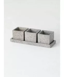 SULLIVANS Cement Flower Pots Tray -Set of 3 9 SULLIVANS Cement Flower Pots Tray -Set of 3 -Outdoor Plant Life cement sullivans plant pots cmt1130 1f 1000