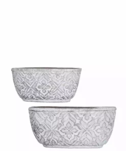 SULLIVANS Gray Cement Flower Pot (Set of 2)
