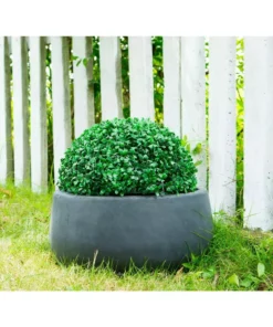 KANTE 16 in. W Round Charcoal Lightweight Concrete/Fiberglass Indoor Outdoor Elegant Bowl Planter -Outdoor Plant Life charcoal kante plant pots osc0051b c60121 1f 1000