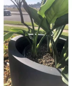 KANTE 16 in. W Round Charcoal Lightweight Concrete/Fiberglass Indoor Outdoor Elegant Bowl Planter -Outdoor Plant Life charcoal kante plant pots osc0051b c60121 44 1000