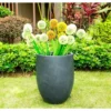 KANTE 21.7 in. H Round Charcoal Concrete/Fiberglass Indoor Outdoor Modern Tall Planter -Outdoor Plant Life charcoal kante plant pots osc0066a c60121 64 1000
