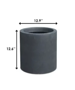 KANTE 12.9 in. W Round Charcoal Concrete/Fiberglass Indoor Outdoor Elegant Planter -Outdoor Plant Life charcoal kante plant pots osc0119b c60121 4f 1000