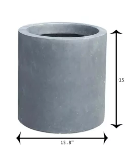 KANTE 15.8 in. W Round Charcoal Concrete/Fiberglass Indoor Outdoor Elegant Planter -Outdoor Plant Life charcoal kante plant pots osc0119c c60121 1f 1000