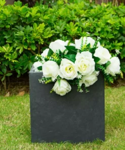 KANTE 12 in. H Square Charcoal Concrete/Fiberglass Indoor Outdoor Elegant Planter -Outdoor Plant Life charcoal kante plant pots osf0001b c60121 1f 1000