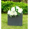 KANTE 12 in. H Square Charcoal Concrete/Fiberglass Indoor Outdoor Elegant Planter -Outdoor Plant Life charcoal kante plant pots osf0001b c60121 64 1000