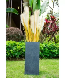 KANTE 24 in. H Square Charcoal Concrete/Fiberglass Indoor Outdoor Elegant Tall Planter 16 KANTE 24 in. H Square Charcoal Concrete/Fiberglass Indoor Outdoor Elegant Tall Planter -Outdoor Plant Life charcoal kante plant pots osf0002b c60121 1d 1000