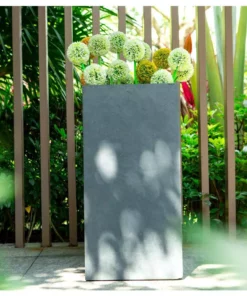 KANTE 24 in. H Square Charcoal Concrete/Fiberglass Indoor Outdoor Elegant Tall Planter 20 KANTE 24 in. H Square Charcoal Concrete/Fiberglass Indoor Outdoor Elegant Tall Planter -Outdoor Plant Life charcoal kante plant pots osf0002b c60121 1f 1000